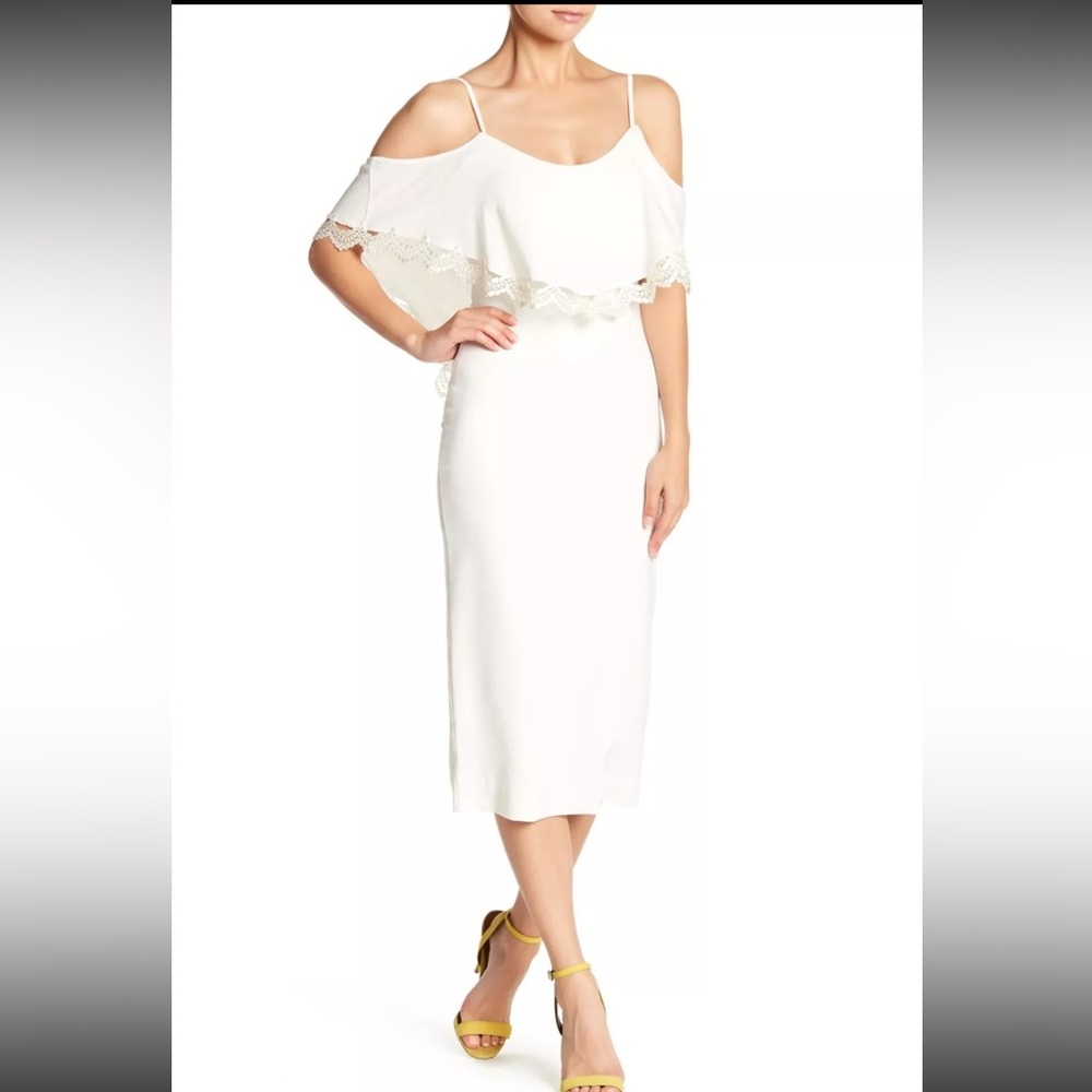 Dress the Population Women's Beth Overlay Dress White Sz. Medium